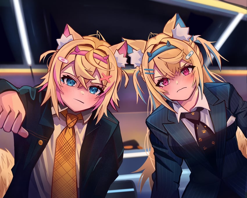 fuwawa abyssgard and mococo abyssgard (hololive and 2 more) drawn by yume_(yume_ato29)