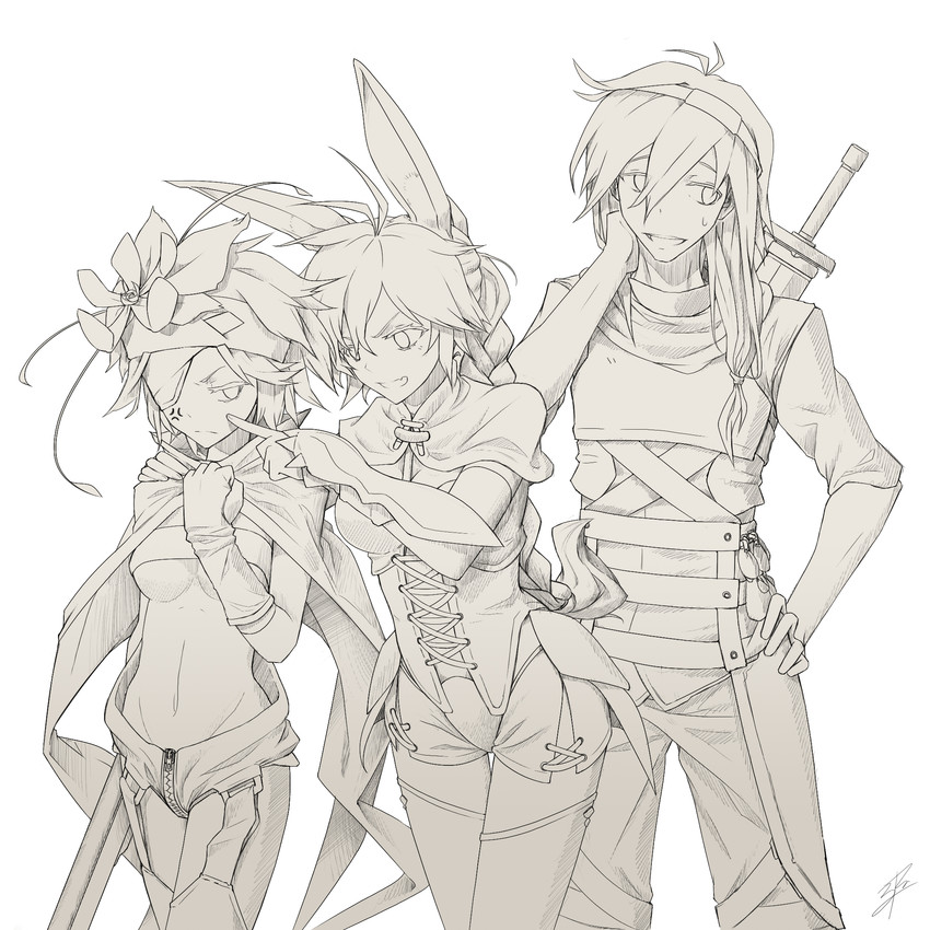 flamie speeddraw, nachetanya loei piena augustra, and adlet myer (rokka no yuusha) drawn by zhaoyuan_pan