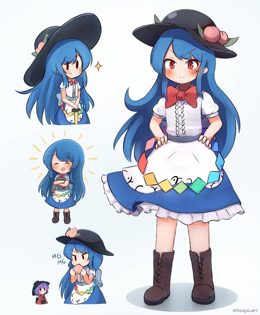 hinanawi tenshi and sukuna shinmyoumaru (touhou) drawn by ferdy's_lab