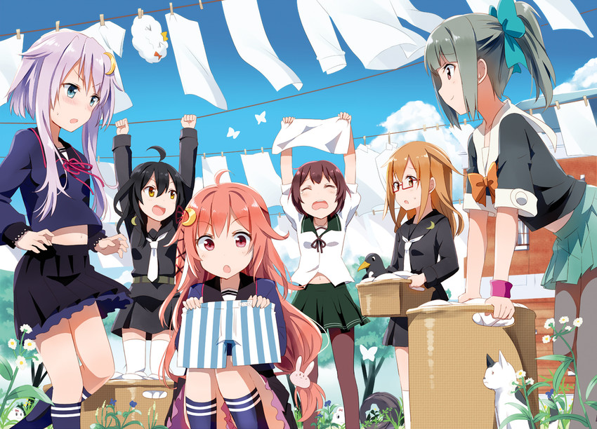 yuubari, uzuki, mutsuki, yayoi, failure penguin, and 2 more (kantai collection) drawn by ayuya_naka_no_hito and gotyou