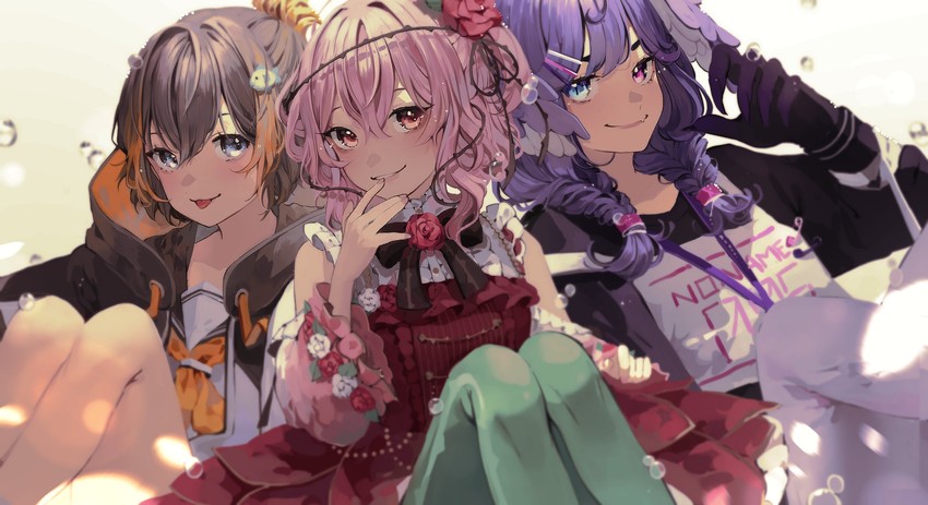 selen tatsuki, petra gurin, and rosemi lovelock (nijisanji and 1 more) drawn by sakai_eri_(illustratoreri)