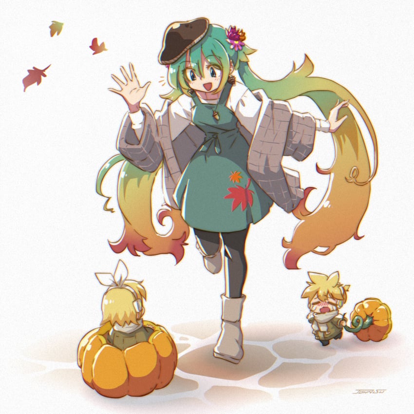 hatsune miku, kagamine rin, and kagamine len (vocaloid) drawn by john_su