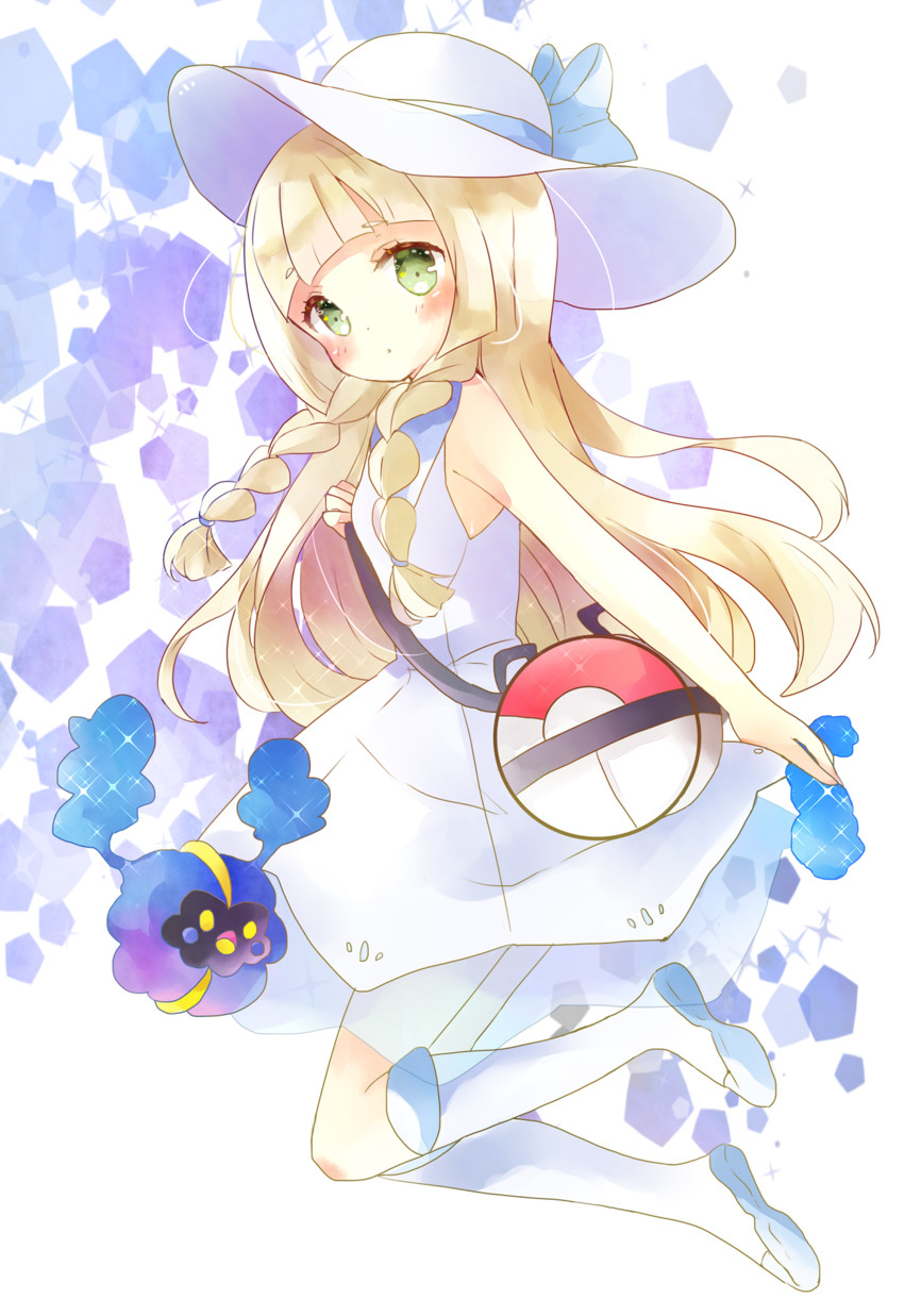lillie and cosmog (pokemon and 1 more) drawn by tsukiyo_(skymint)