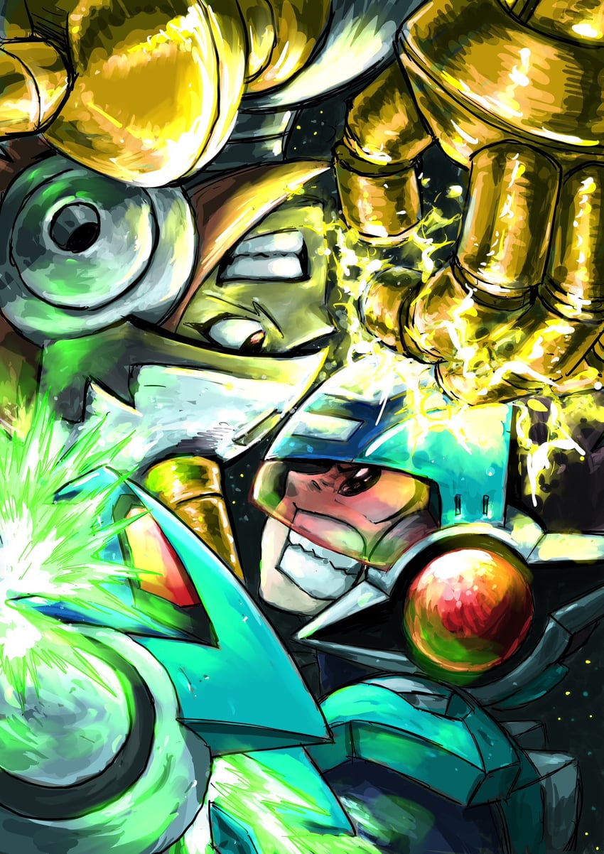 geo stelar, star force mega man, and gemini spark (mega man and 1 more) drawn by itagaki_masaya