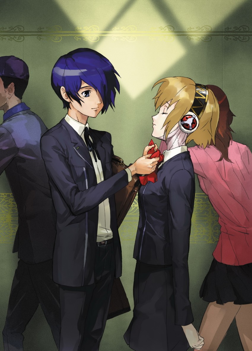 yuuki makoto, aigis, takeba yukari, and iori junpei (persona and 1 more) drawn by makacoon