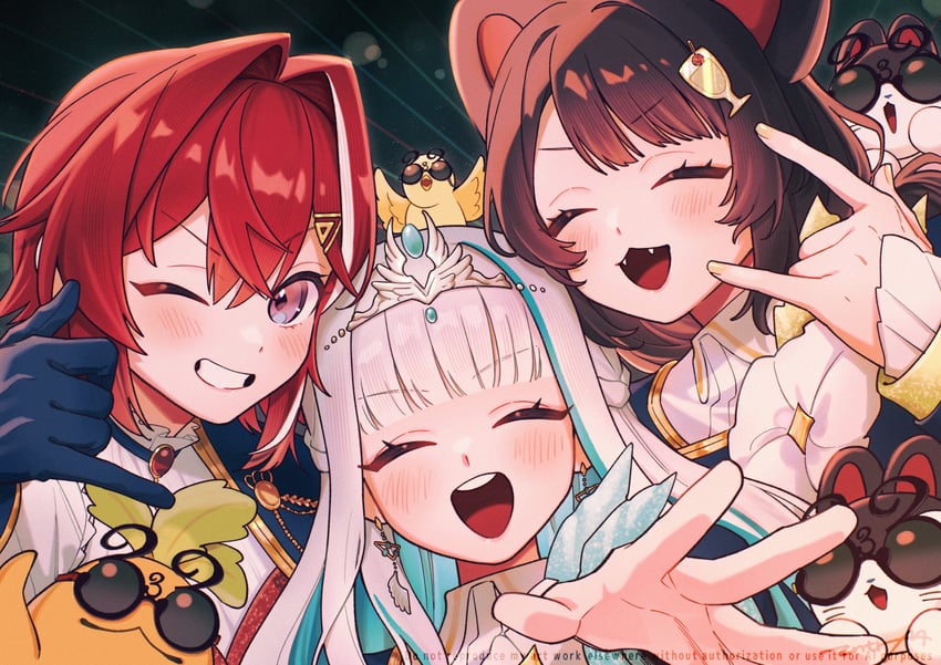 lize helesta, ange katrina, inui toko, sebastian piyodore, banken, and 1 more (nijisanji) drawn by matsugi_zuntaro