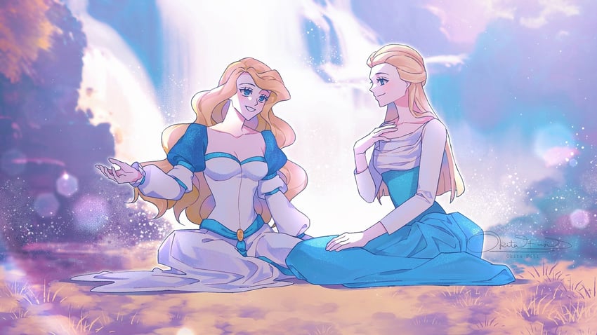barbie and odette (barbie and 3 more) drawn by okitafuji