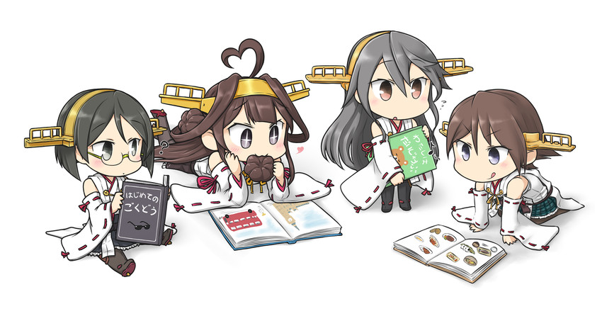 kongou, haruna, hiei, and kirishima (kantai collection) drawn by hamu_koutarou