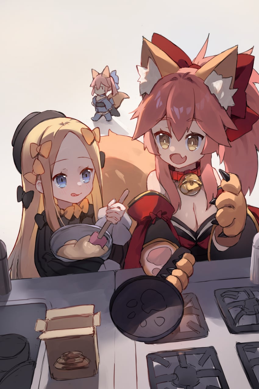 tamamo, abigail williams, tamamo no mae, and tamamo cat (fate and 2 more) drawn by miya_(miyaruta)