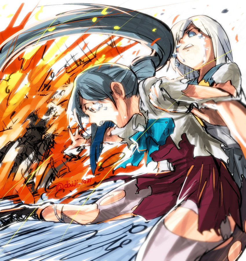 hamakaze, musashi, and kiyoshimo (kantai collection) drawn by satou_daiji