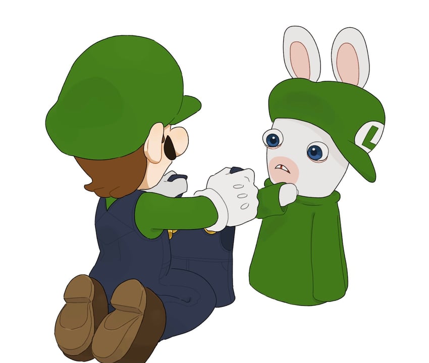 luigi, rabbid, and rabbid luigi (mario and 2 more) drawn by mimimi_(mimimim9999)
