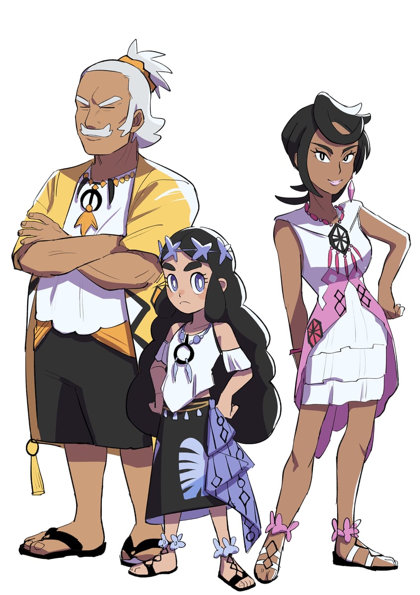 lana, hau, mina, olivia, hapu, and 1 more (pokemon and 2 more) drawn by papurikagakusyu