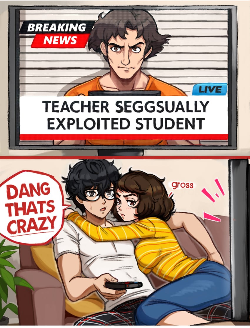 amamiya ren, kawakami sadayo, and kamoshida suguru (persona and 1 more) drawn by neggoartz