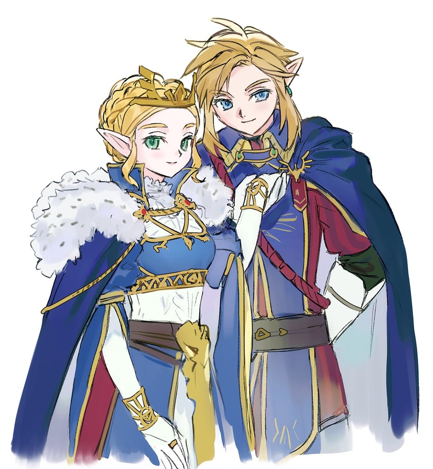 link and princess zelda (the legend of zelda and 1 more) drawn by opleillle