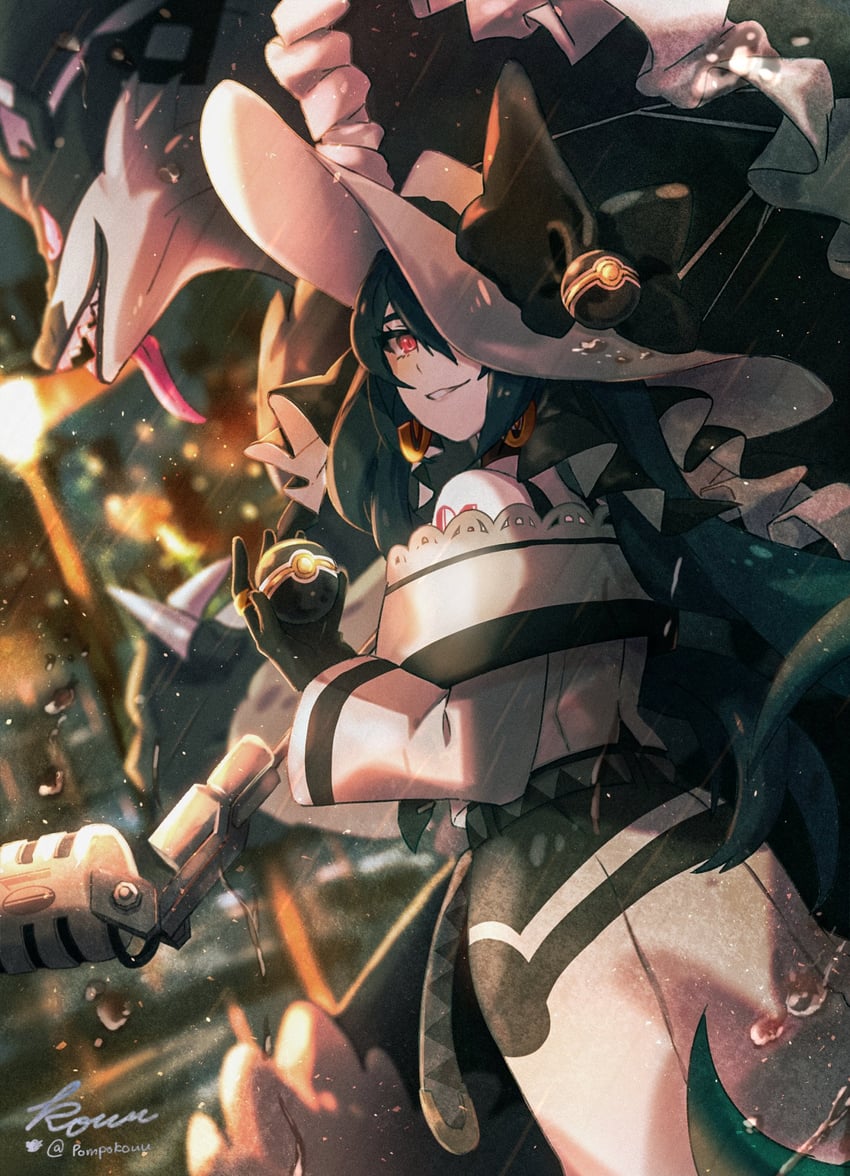 hatsune miku, obstagoon, and dark miku (pokemon and 2 more) drawn by pompokouu