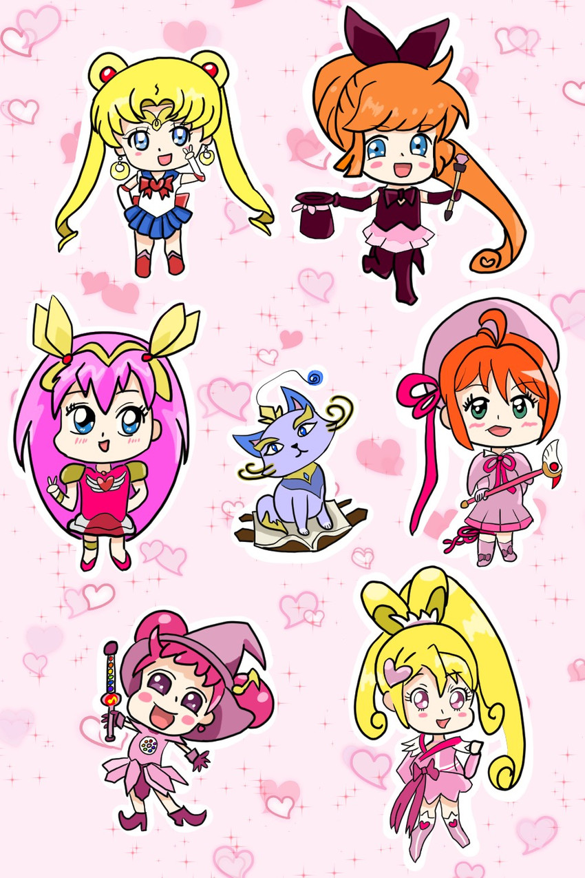 kinomoto sakura, tsukino usagi, sailor moon, aida mana, harukaze doremi, and 4 more (precure and 7 more) drawn by taetae