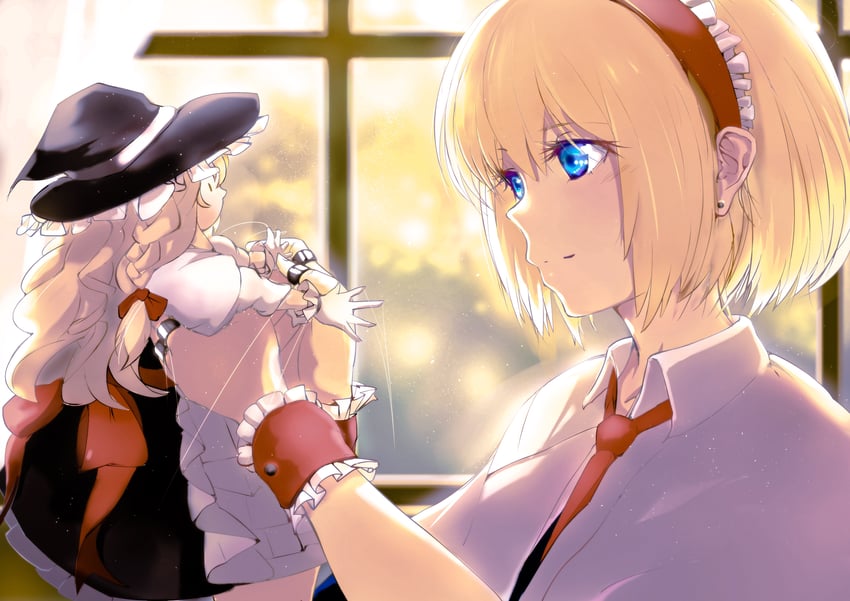 kirisame marisa and alice margatroid (touhou) drawn by shiro_(tgkuro)