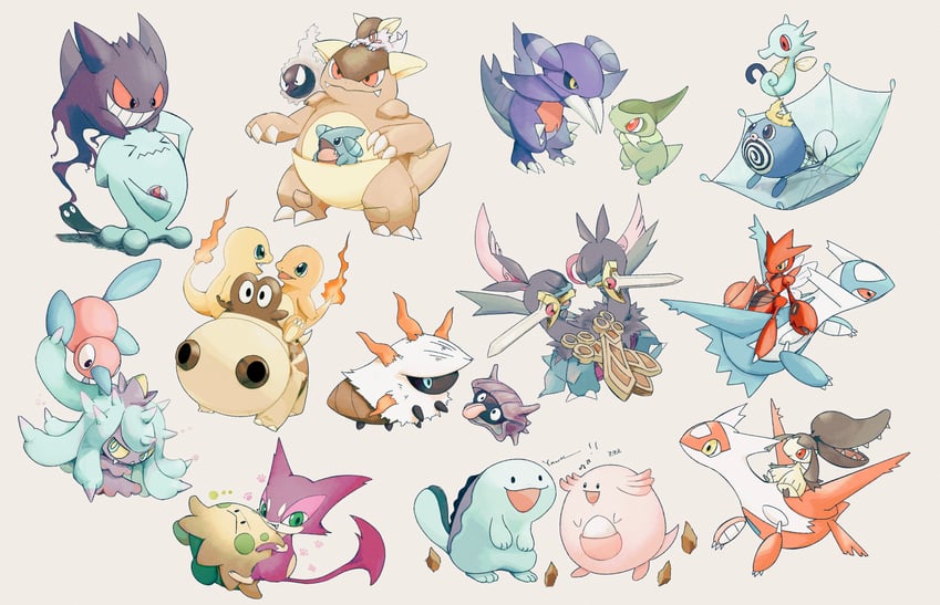 gengar, charmander, latias, mawile, gastly, and 18 more (pokemon) drawn by fireblast