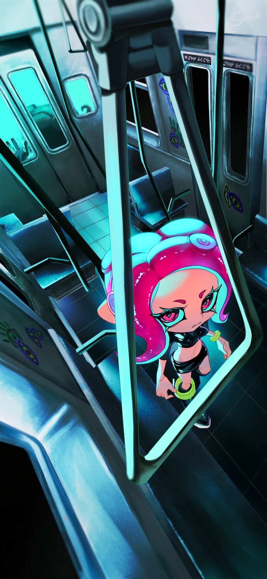 octoling player character, octoling girl, and agent 8 (splatoon and 2 more) drawn by sy4n1