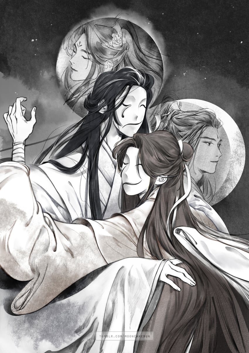 xie lian, jun wu, and bai wuxiang (tianguan cifu) drawn by mooncakebun