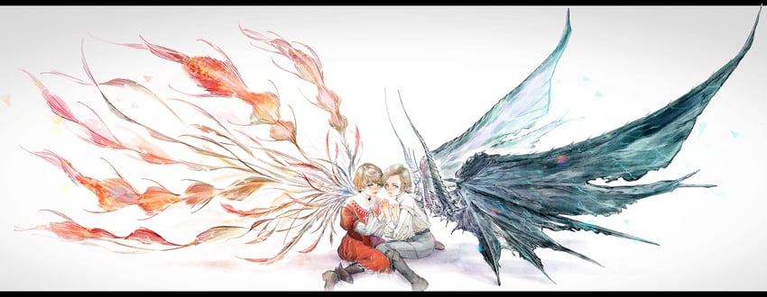 dion lesage, joshua rosfield, bahamut, and phoenix (final fantasy and 1 more) drawn by alchimie