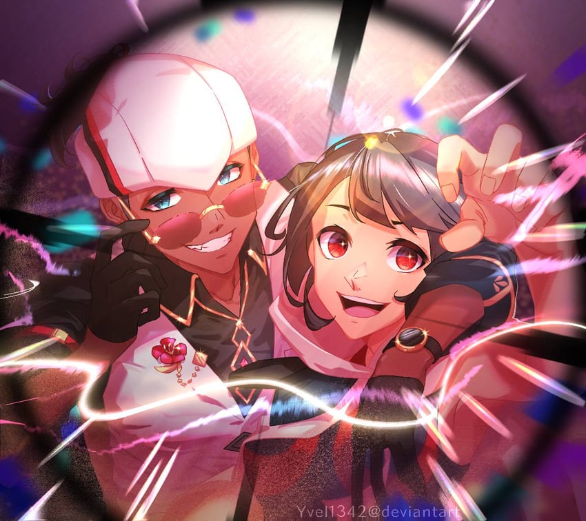 zinnia and raihan (pokemon and 2 more) drawn by yvel_(vszw2427)