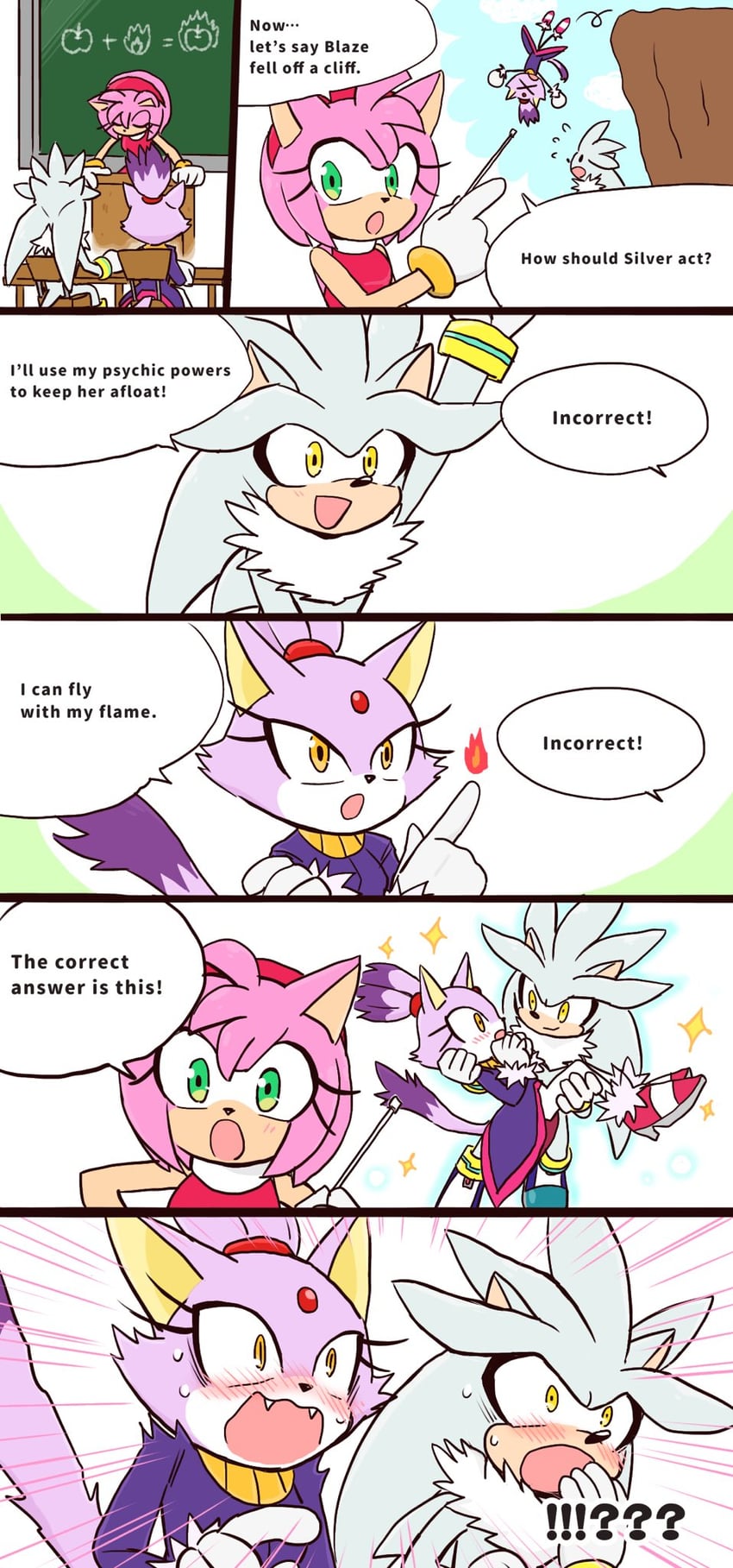 amy rose, blaze the cat, and silver the hedgehog (sonic and 1 more) drawn by yotsumeddd