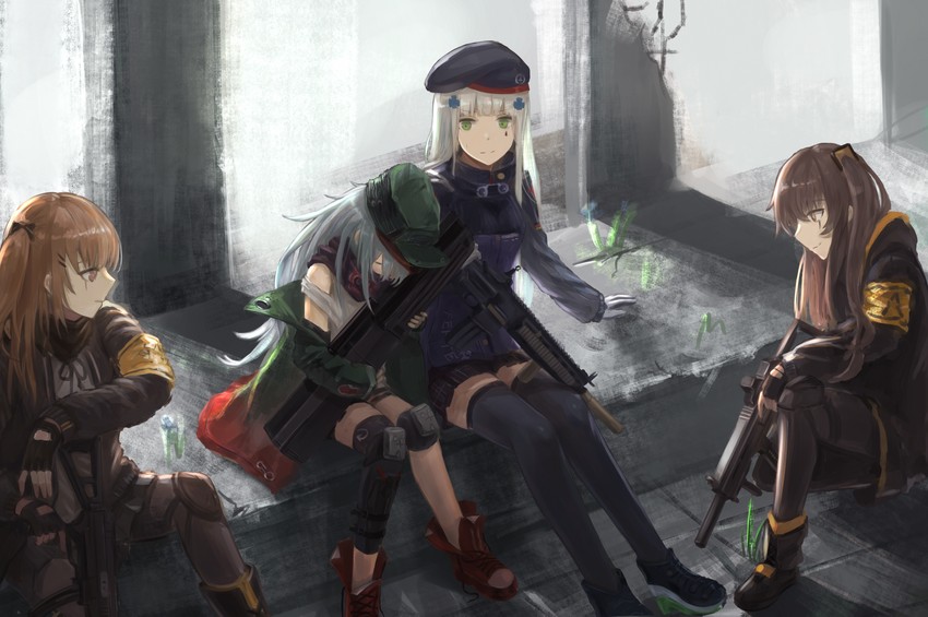 hk416, ump45, ump9, and g11 (girls' frontline) drawn by tararelux