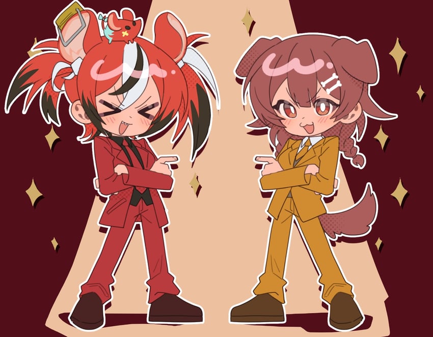 inugami korone, hakos baelz, and mr. squeaks (hololive and 1 more) drawn by gachop99