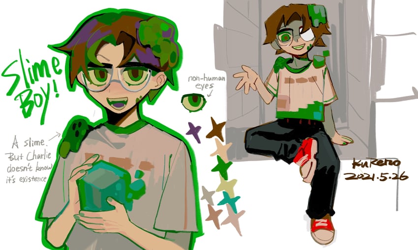 slimecicle and slime (minecraft and 2 more) drawn by kureno_(kumart)