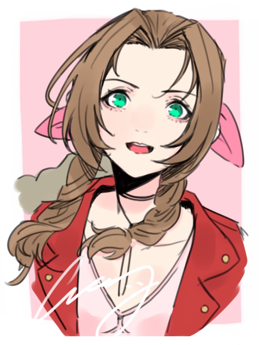 aerith gainsborough (final fantasy and 2 more) drawn by crazy02oekaki