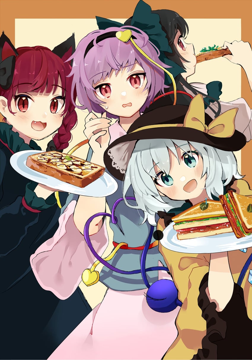 komeiji koishi, komeiji satori, kaenbyou rin, and reiuji utsuho (touhou) drawn by tamagogayu1998