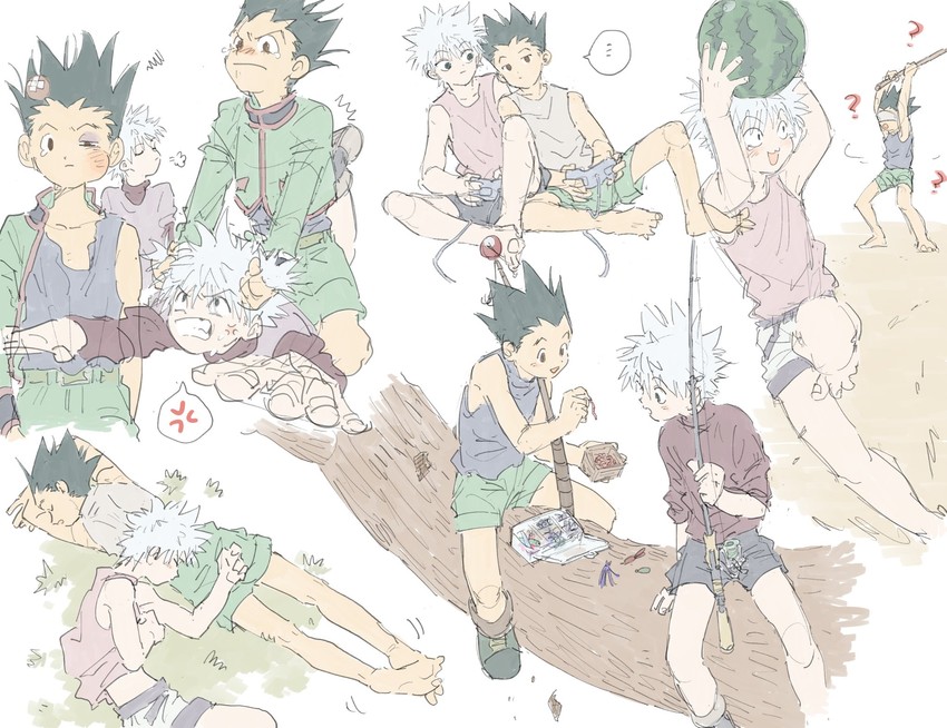 killua zoldyck and gon freecss (hunter x hunter) drawn by toripippi_7