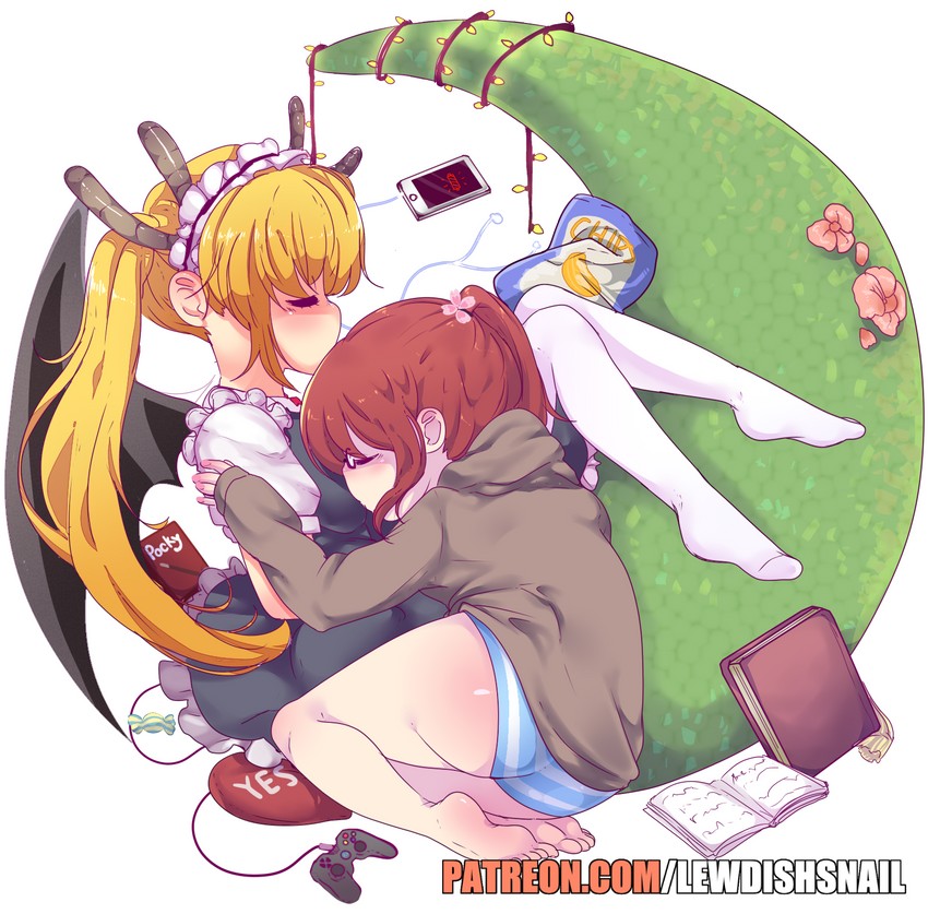 tohru and kobayashi (kobayashi-san chi no maidragon) drawn by lewdishsnail