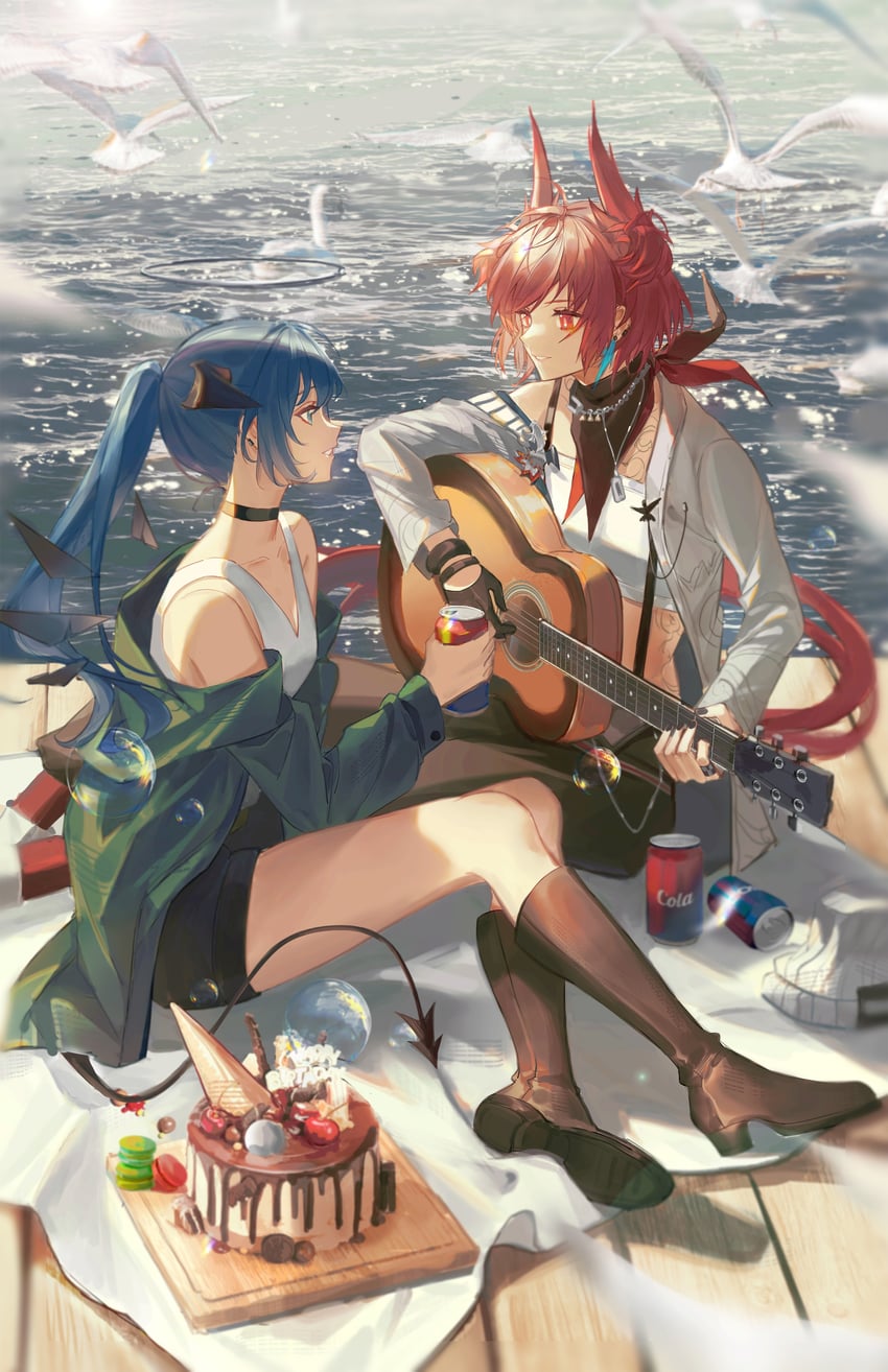 mostima and fiammetta (arknights and 1 more) drawn by luren_max