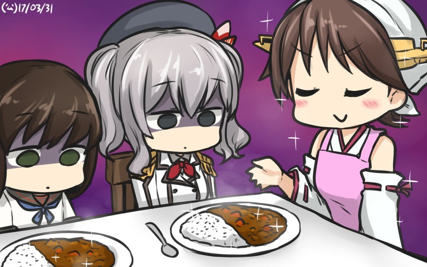 fubuki, kashima, hiei, and fubuki kai ni (kantai collection) drawn by hamu_koutarou