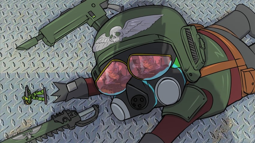 adeptus astartes, astra militarum, and pepe the frog (warhammer 40k and 1 more) drawn by lebeauviolette