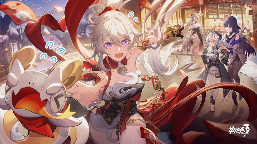 kiana kaslana, raiden mei, bronya zaychik, theresa apocalypse, and rice cake (honkai and 1 more)