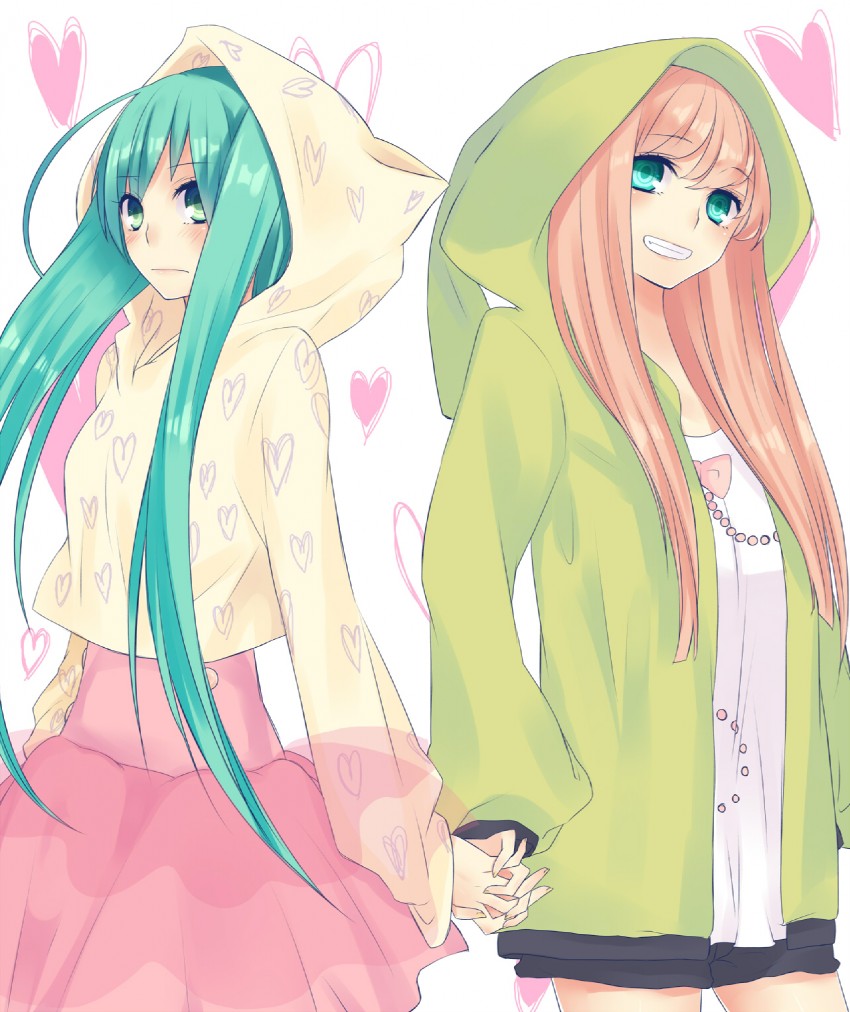 hatsune miku and megurine luka (vocaloid) drawn by hanasaki_mahiru