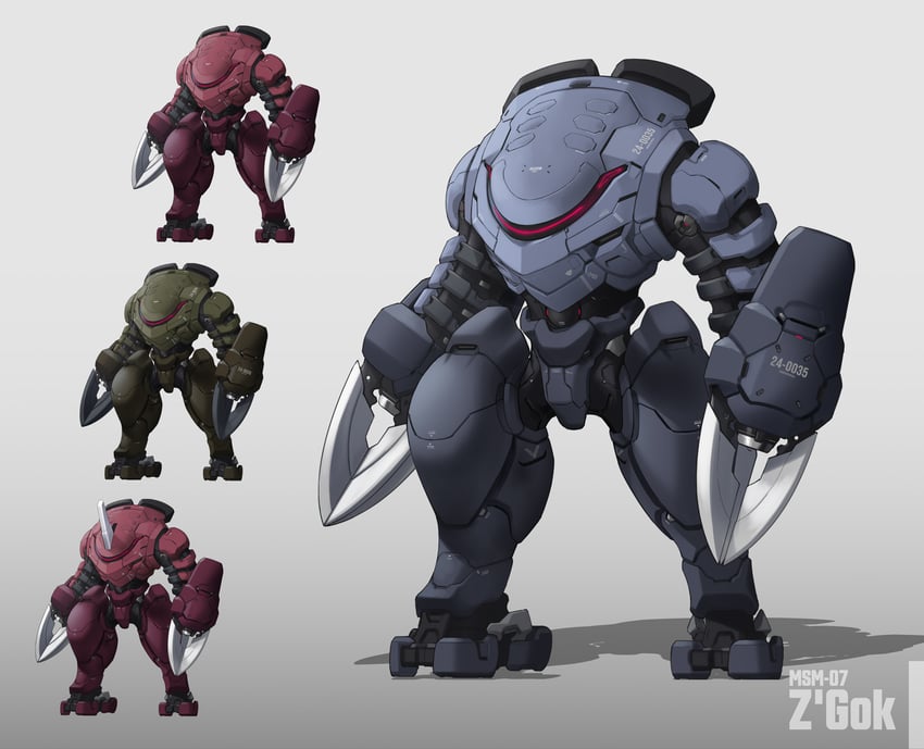 z'gok and z'gok char custom (gundam and 2 more) drawn by fukai_ryosuke