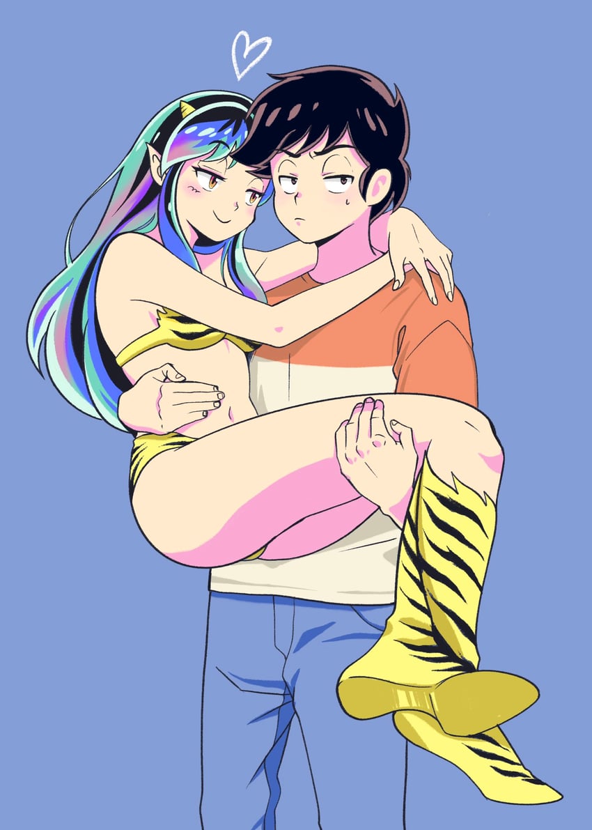 lum and moroboshi ataru (urusei yatsura) drawn by peter_choii