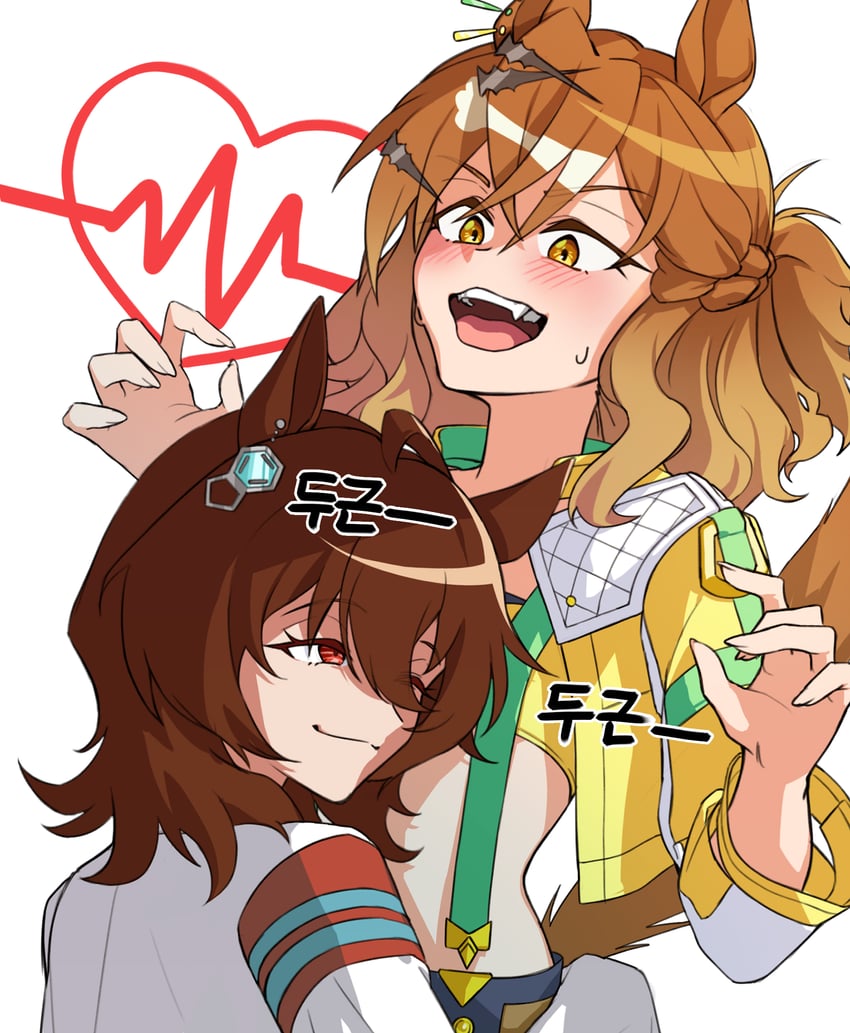 agnes tachyon and jungle pocket (umamusume) drawn by fox_muffler