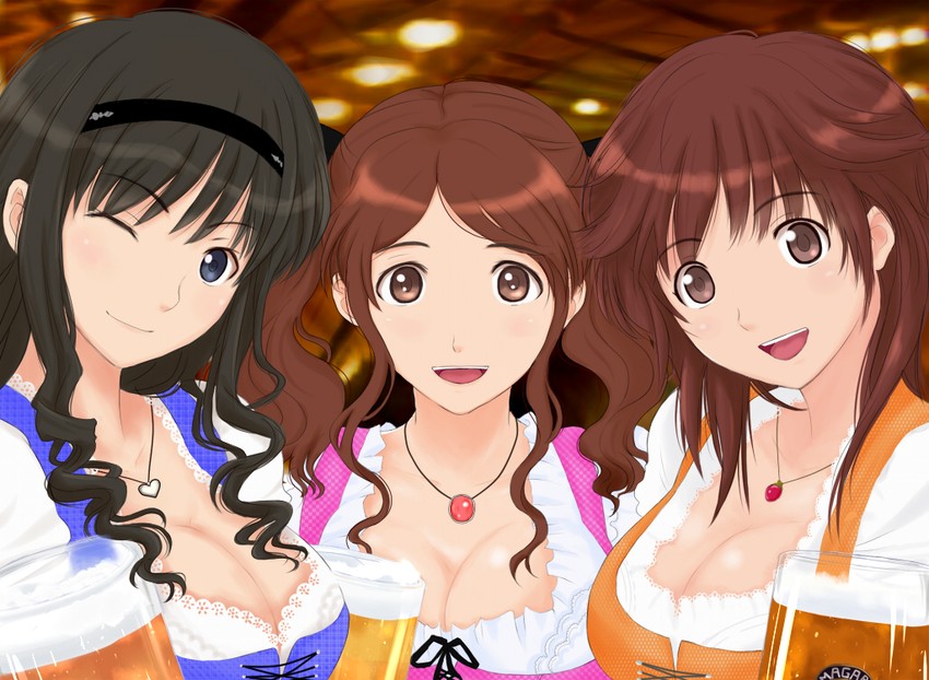 morishima haruka, sakurai rihoko, and nakata sae (amagami) drawn by takemi_kaoru