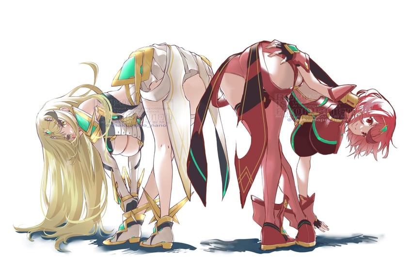 pyra and mythra (xenoblade chronicles and 1 more) drawn by usakumapo_nano