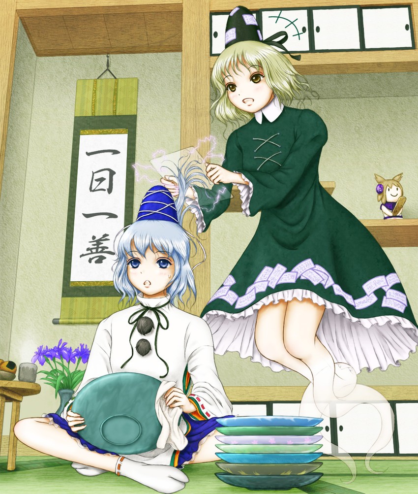toyosatomimi no miko, mononobe no futo, and soga no tojiko (touhou) drawn by kurage_(artist)
