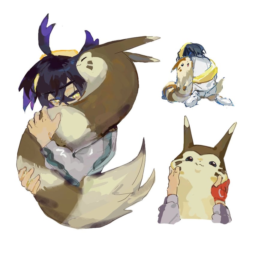 kieran and furret (pokemon and 1 more) drawn by maumaujanken