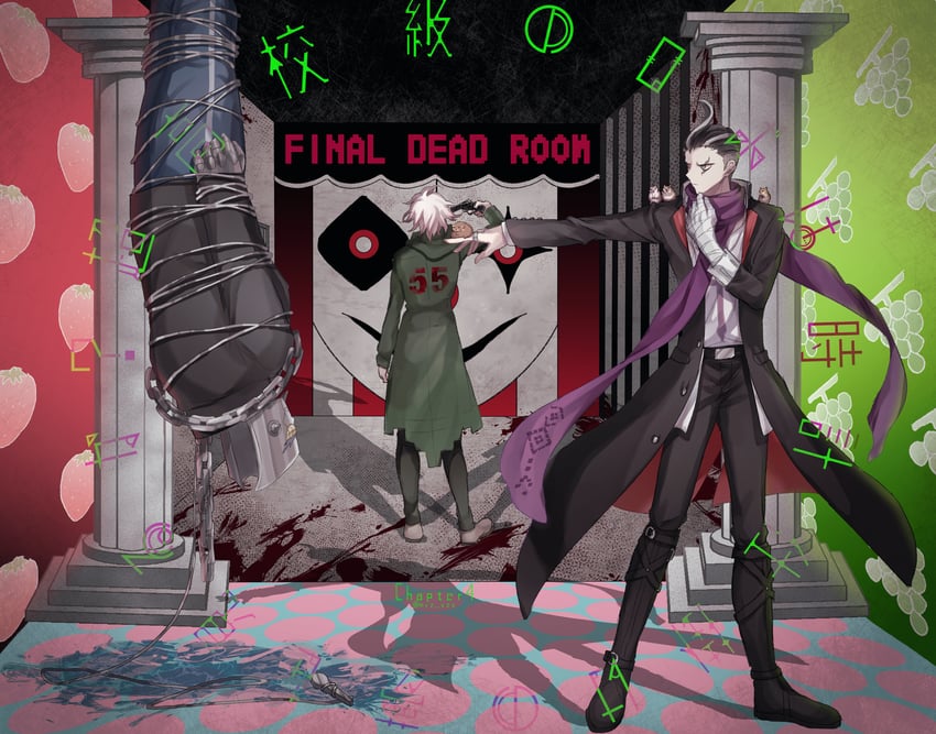 komaeda nagito, tanaka gundham, and nidai nekomaru (danganronpa and 1 more) drawn by miyuzu