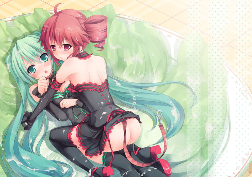 hatsune miku and kasane teto (vocaloid and 1 more) drawn by binzoko_megane_(san-inch)