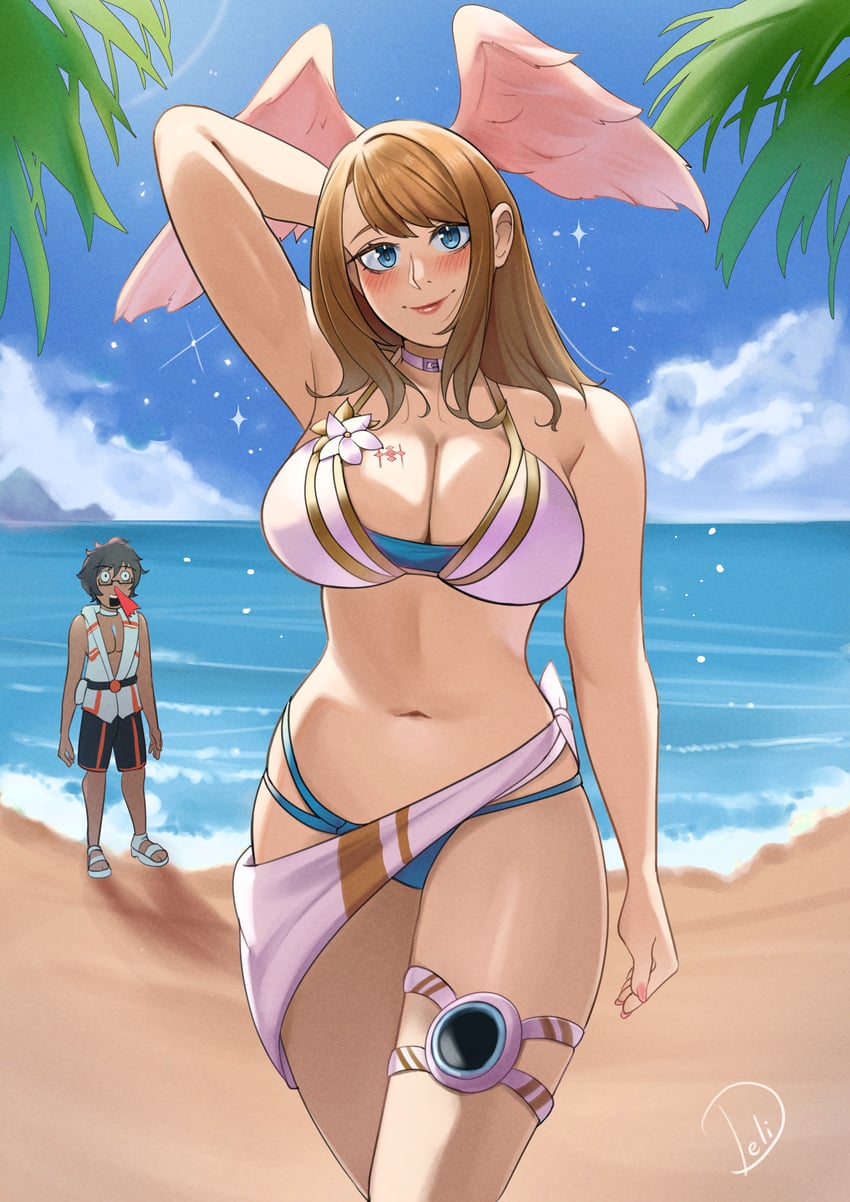 eunie and taion (xenoblade chronicles and 1 more) drawn by deliciousbrain