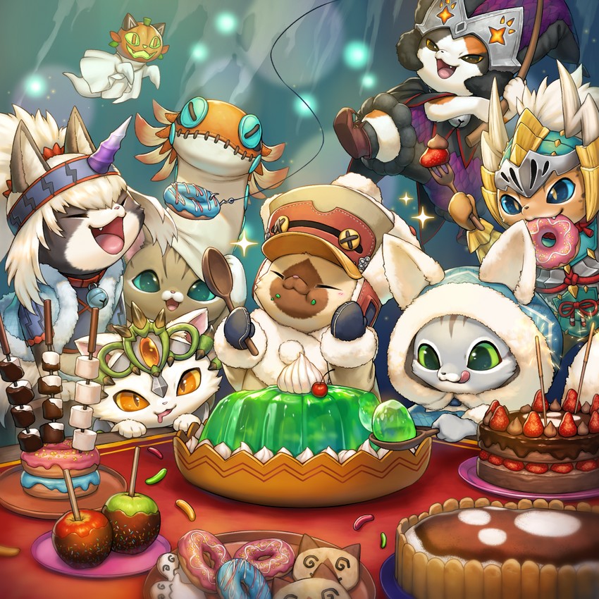 player palico (monster hunter and 1 more) drawn by kemonomichi_(blue_black)